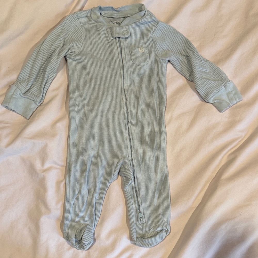 Carter's Light Blue Ribbed Footie